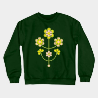 DAISY CHAIN Folk Art Mid-Century Modern Scandi Floral With Flower Blossoms on Yellow Gold - UnBlink Studio by Jackie Tahara Crewneck Sweatshirt